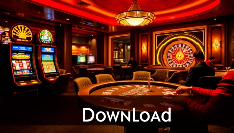 Explore the dazzling casino scene featuring GGSS Download surrounded by poker chips and roulette excitement.